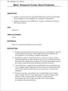Research Cruise Word Problems Lesson Plan