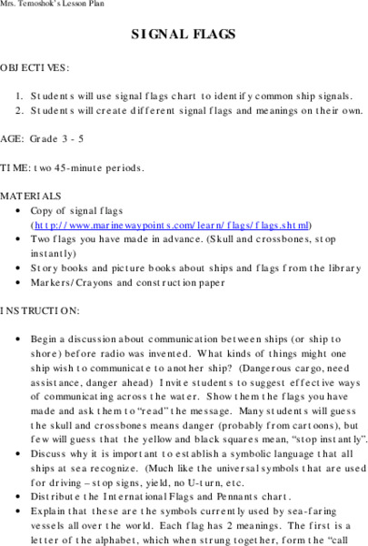 Signal Flags Lesson Plan