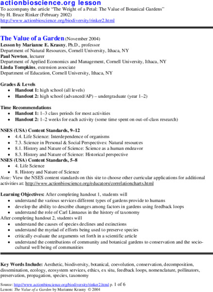 The Value of a Garden Lesson Plan