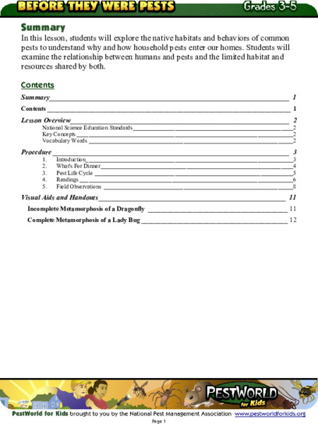 Household Pests Lesson Plan