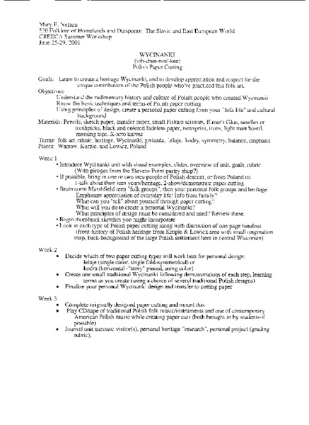 Wycinanki and Polish Folktales Lesson Plan