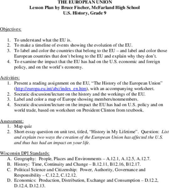 The European Union Lesson Plan