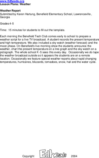 Weather Lesson Plan