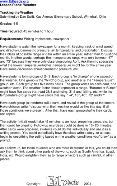 Weather Lesson Plan