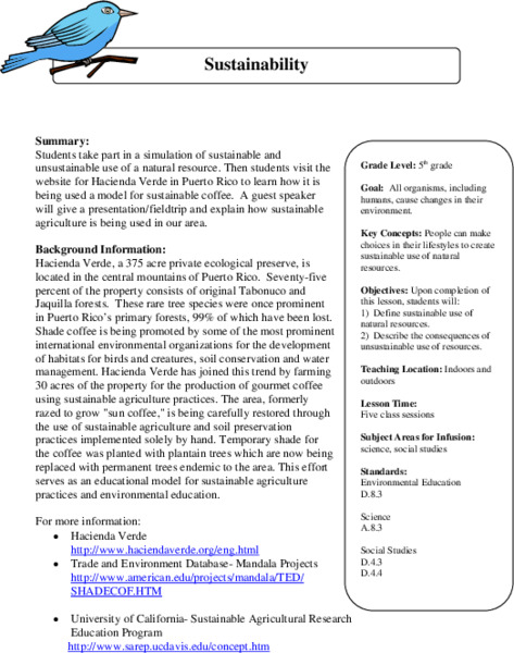 Sustainability Lesson Plan