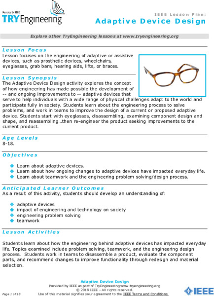 Adaptive Device Design Lesson Plan
