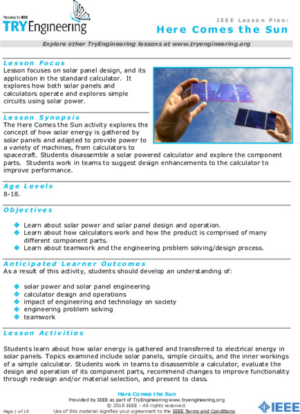 Here Comes the Sun Lesson Plan