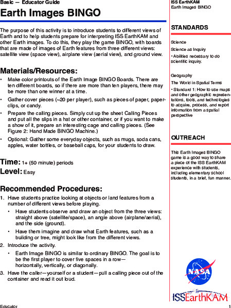 Earth Images BINGO Lesson Plan
