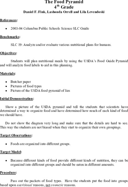 The Food Pyramid Lesson Plan