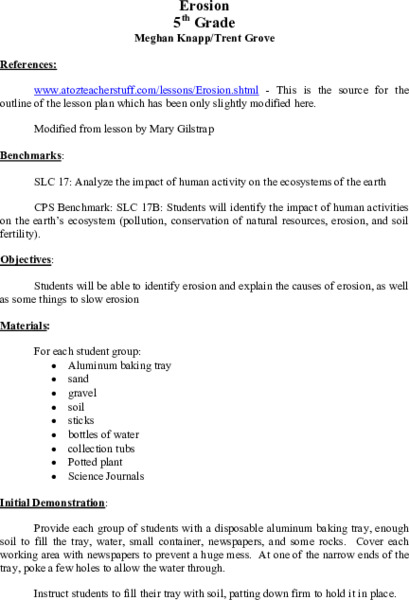 Erosion Lesson Plan