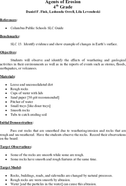 Agents of Erosion Lesson Plan