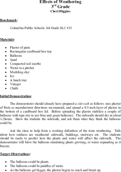 Effects of Weathering Lesson Plan