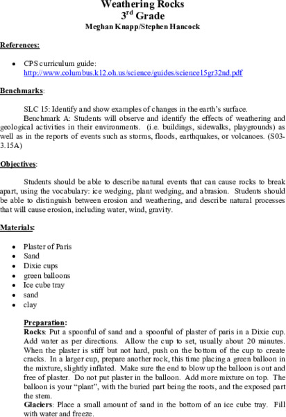 Weathering Rocks Lesson Plan