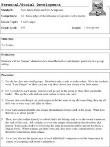 I Am Unique Lesson Plan