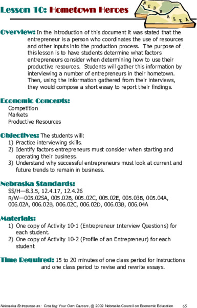 Hometown Heroes Lesson Plan