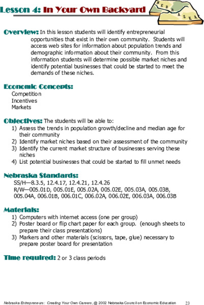 In Your Own Backyard Lesson Plan