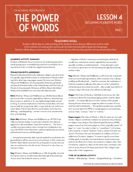 The Power of Words Lesson Plan