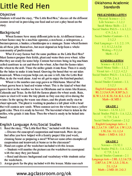 Little Red Hen Lesson Plan