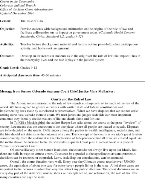 The Rule of Law Lesson Plan