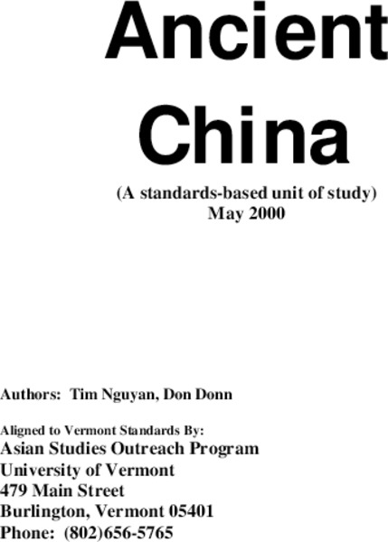 Ancient China Lesson Plan