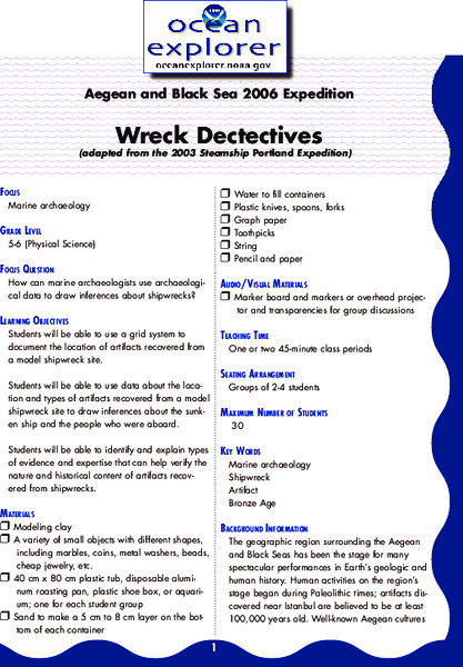Wreck Detectives Lesson Plan