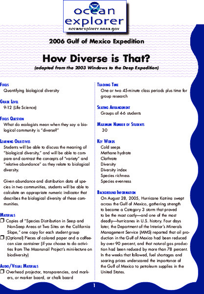 How Diverse is That? Lesson Plan