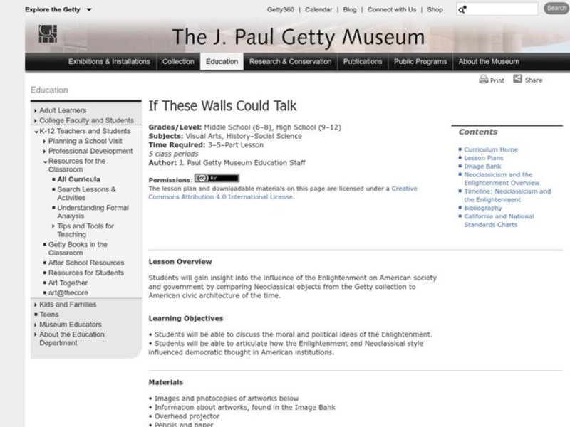 If These Walls Could Talk Lesson Plan