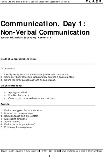 Non-Verbal Communication Lesson Plan