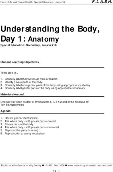 Understanding the Body, Day 1: Anatomy Lesson Plan