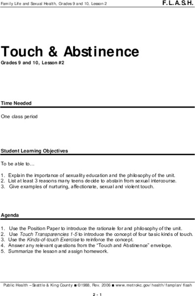 Touch and Abstinence Lesson Plan