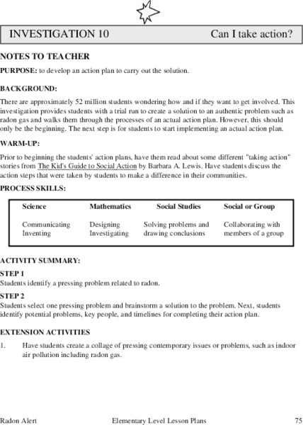 Can I Take Action? Lesson Plan