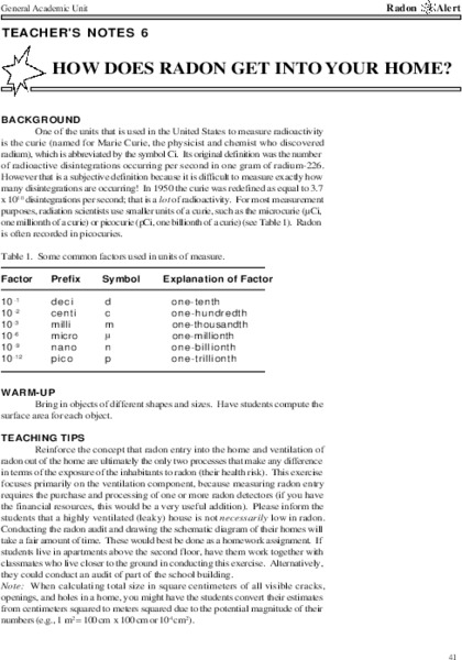 How Does Radon Get Into Your Home? Lesson Plan