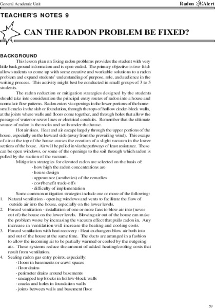 Can the Radon Problem Be Fixed? Lesson Plan