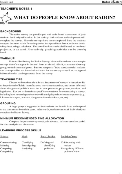 What Do People Know About Radon? Lesson Plan