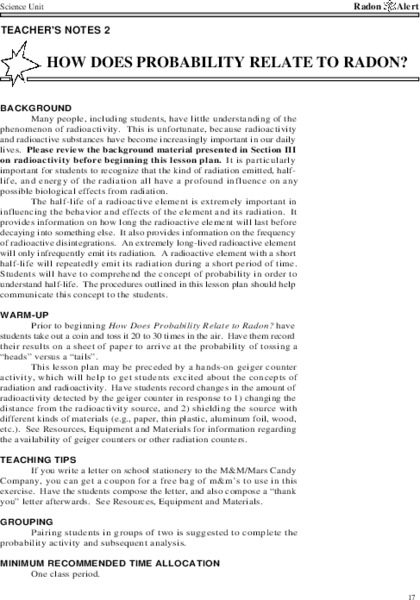 How Does Probability Relate to Radon? Lesson Plan