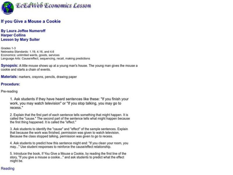 If You Give a Mouse a Cookie Lesson Plan