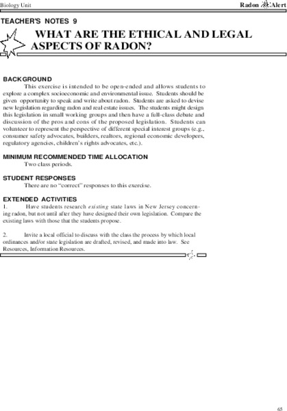 What Are the Ethical and Legal Aspects of Radon? Lesson Plan