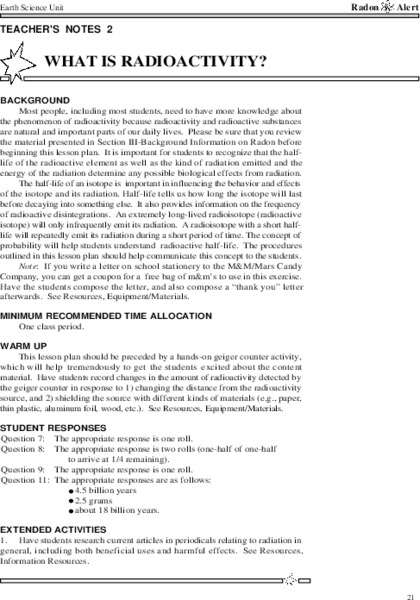 What Is Radioactivity? Lesson Plan