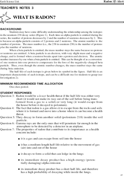 What Is Radon? Lesson Plan