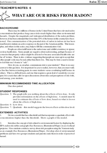 What Are Our Risks From Radon? Lesson Plan
