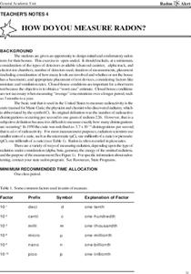 How Do You Measure Radon? Lesson Plan