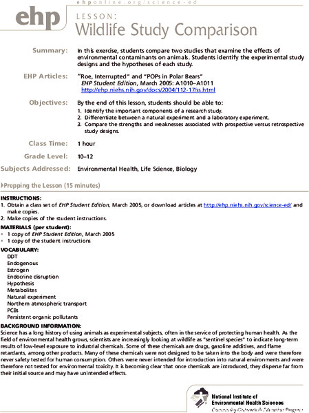 Wildlife Study Comparison Lesson Plan