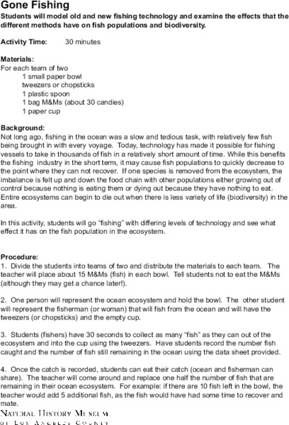 Gone Fishing Lesson Plan