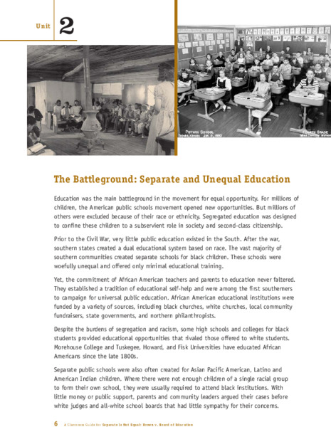 The Battleground: Separate and Unequal Education Lesson Plan