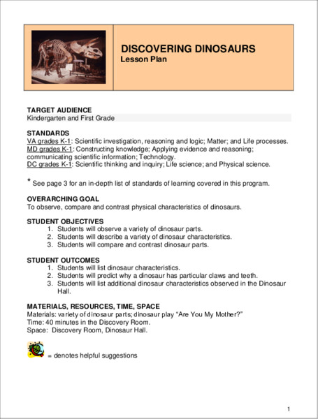 Discovering Dinosaurs Lesson Plan