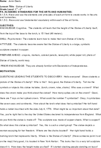 Statue of Liberty Lesson Plan