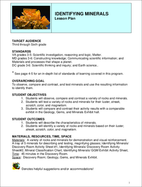 Identifying Minerals Lesson Plan