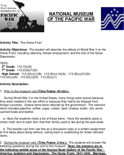 The Home Front Lesson Plan