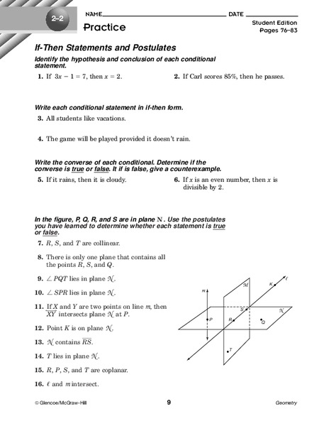 If-Then Statements and Postulates Worksheet