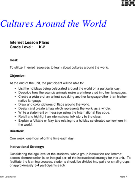 Cultures Around the World Lesson Plan